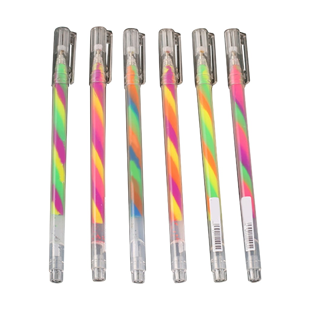 6PCS Glitter Gel Ink Pens Retractable Gel Ink Pen Gradient Color Gel Ink Pen for Scrapbooking, DIY Diary Journal Planner