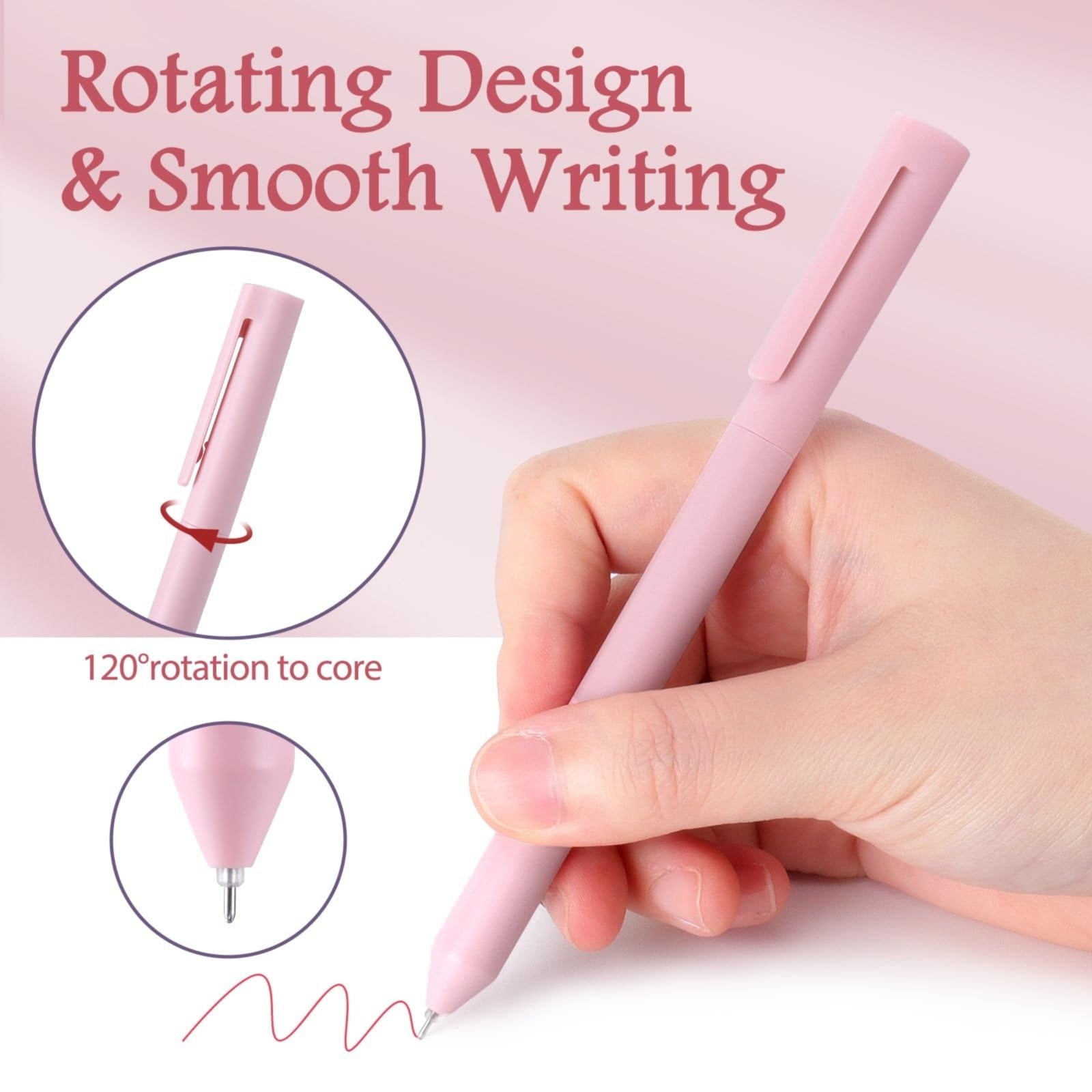 6PCS Colored Gel Pens for Journaling, Pastel Gel Pens Colored Ink Quick Dry & No Smear, Retractable Cute Pen Fine Point 0.5mm for Note Taking, Aesthetic Gel Ink Pens Smooth Writing Stationery