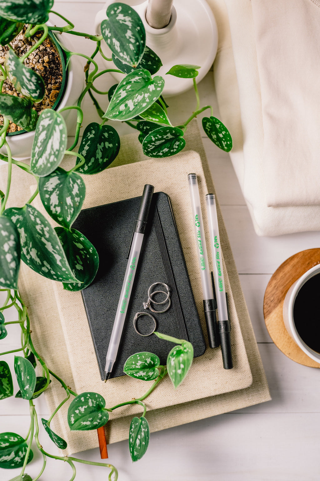 BIC Ecolutions Round Stic Ball Point Pen, Black, 1.0mm Medium Point, 50 Pack