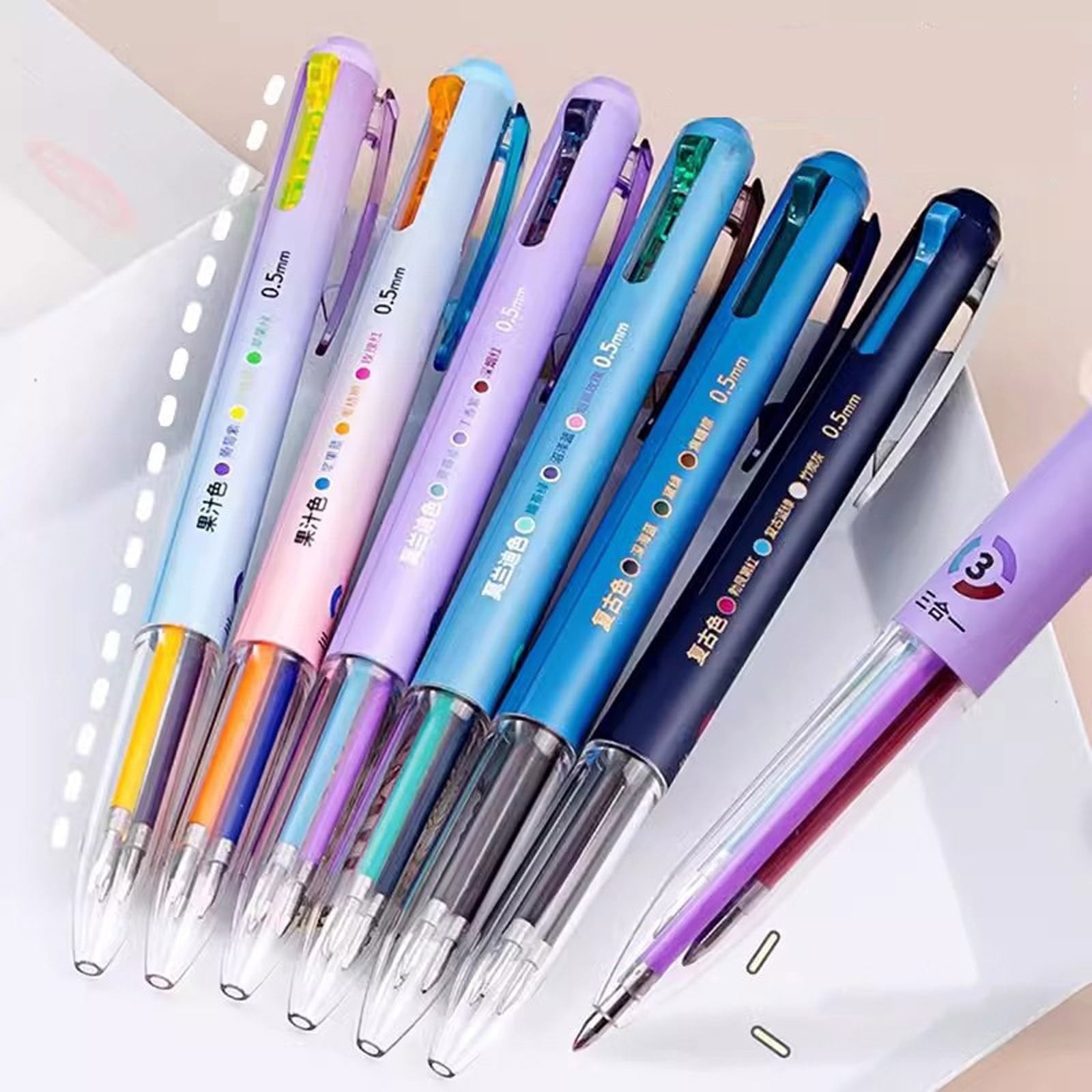 30 PCS Multicolor Pen, 0.5mm Colored Pens, 3-in-1 Multicolor Ink Pens, 18 Colors Retractable Ink for Office Supplies
