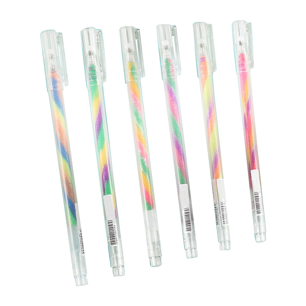 6PCS Glitter Gel Ink Pens Retractable Gel Ink Pen Gradient Color Gel Ink Pen for Scrapbooking, DIY Diary Journal Planner