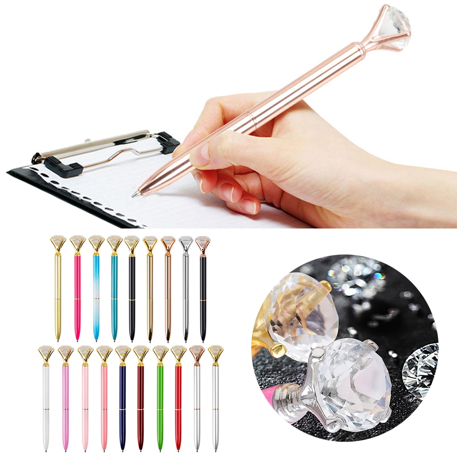 BCMMKLPP Big Diamond Pens-Bling Wedding Crystal Metal Ballpoint Pens, Idea Shower Bling Pen Guest Bridal Party Plan Diamond Wedding Gift Pen Christmas Gift Xmas 2ML Clearance!