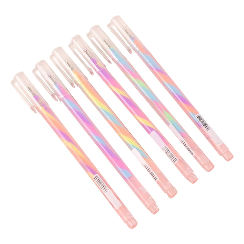 6PCS Glitter Gel Ink Pens Retractable Gel Ink Pen Gradient Color Gel Ink Pen for Scrapbooking, DIY Diary Journal Planner