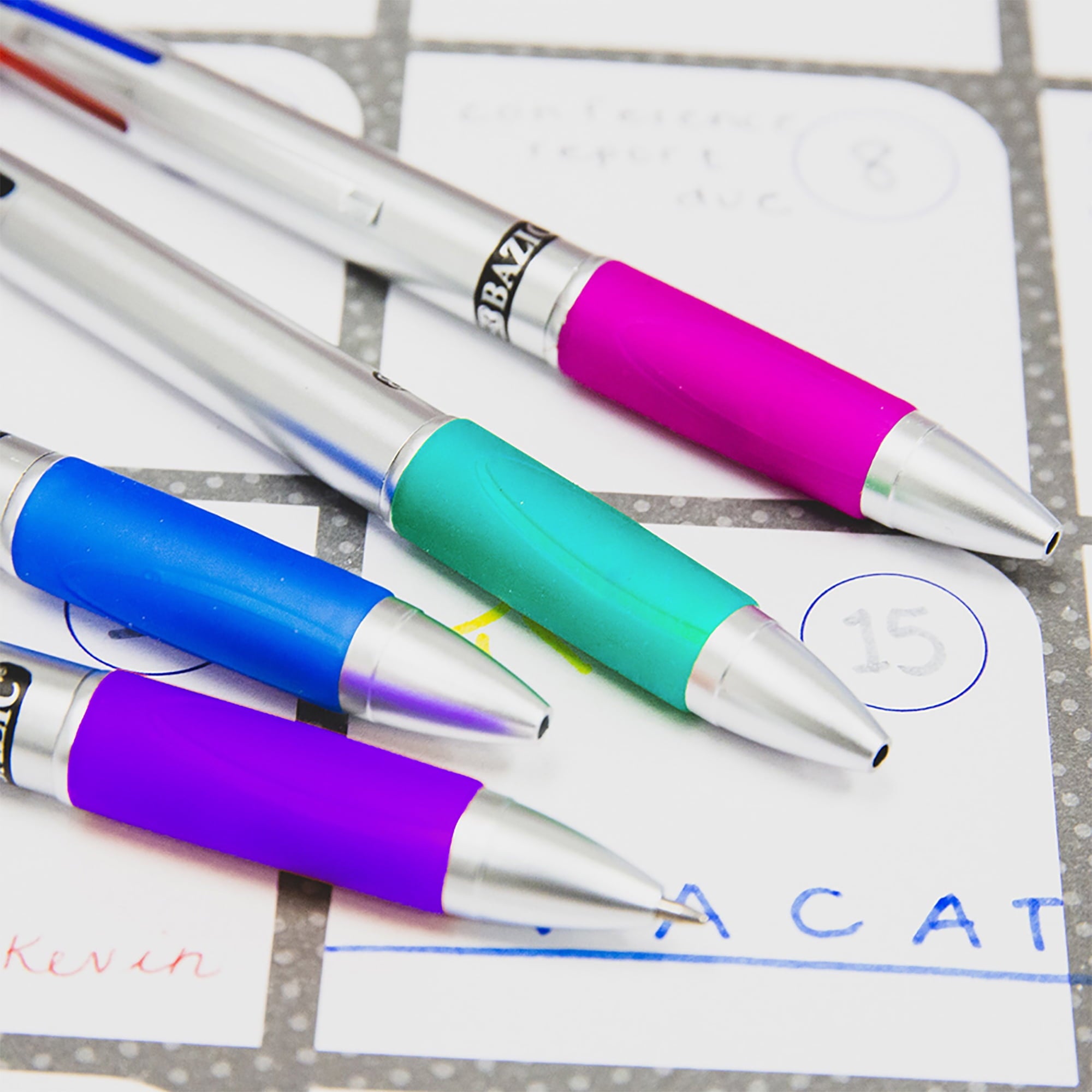 BAZIC Ballpoint 4-Color Retractable Pen Soft Grip, 1.0mm, (2/Pack), 4-Pack