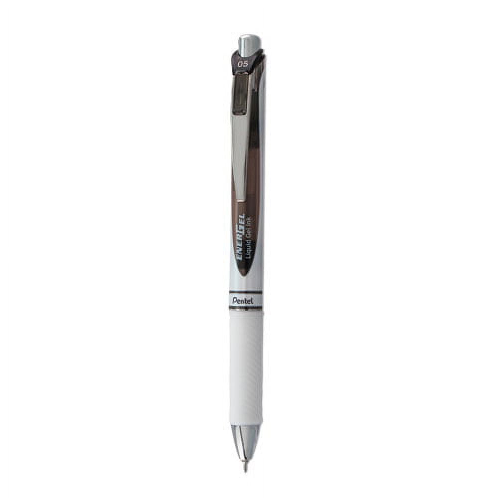 Energel Rtx Gel Pen, Retractable, Fine 0.5 Mm Needle Tip, Black Ink, White/black Barrel | Bundle of 2 Each