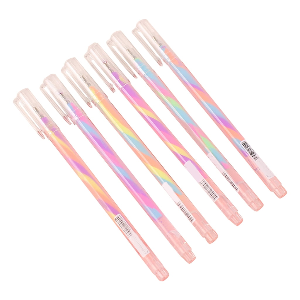 6PCS Glitter Gel Ink Pens Retractable Gel Ink Pen Gradient Color Gel Ink Pen for Scrapbooking, DIY Diary Journal Planner