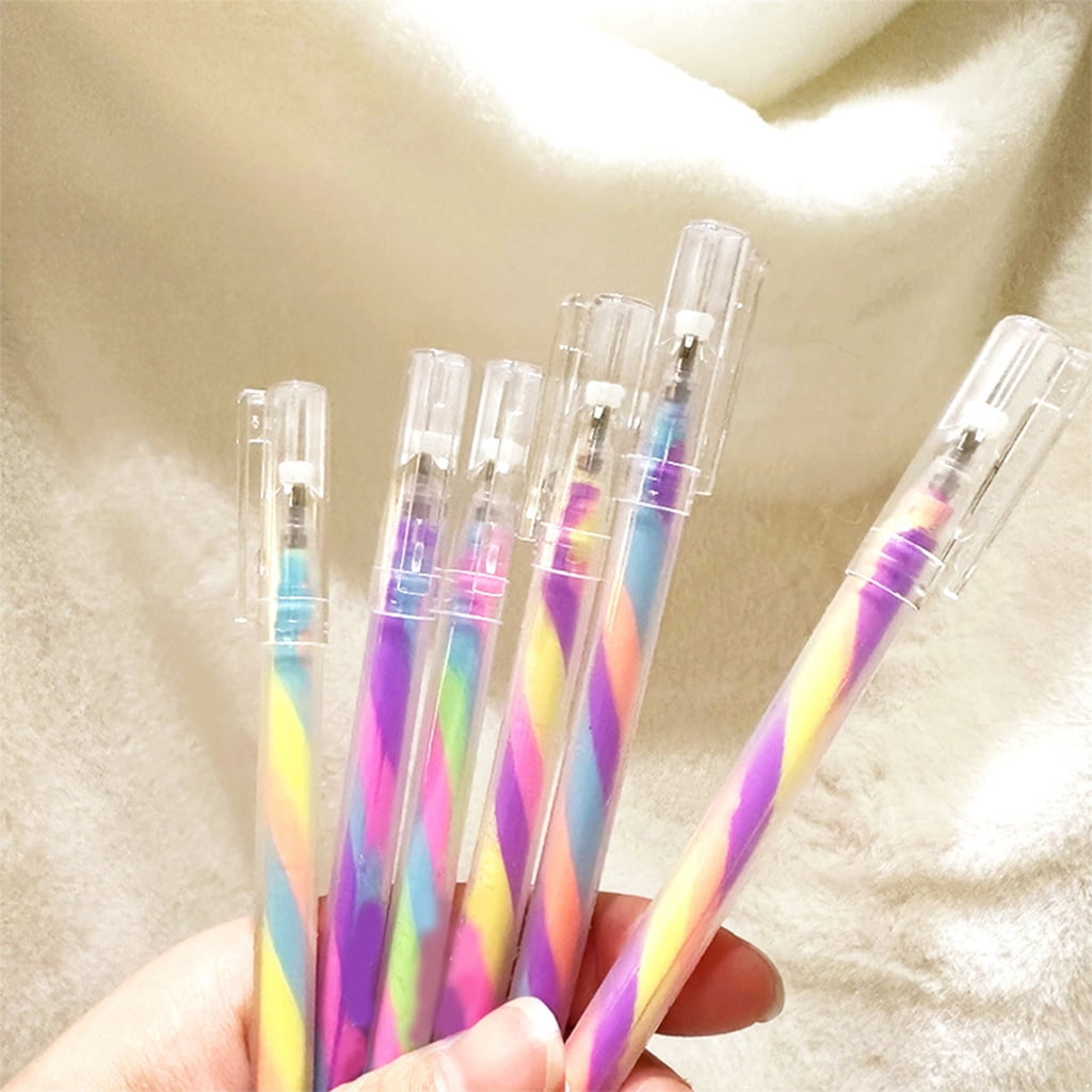 6PCS Glitter Gel Ink Pens Retractable Gel Ink Pen Gradient Color Gel Ink Pen for Scrapbooking, DIY Diary Journal Planner